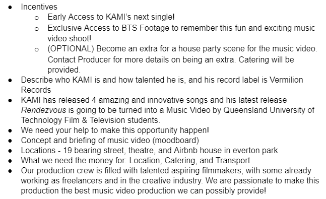 Fundraiser key points document